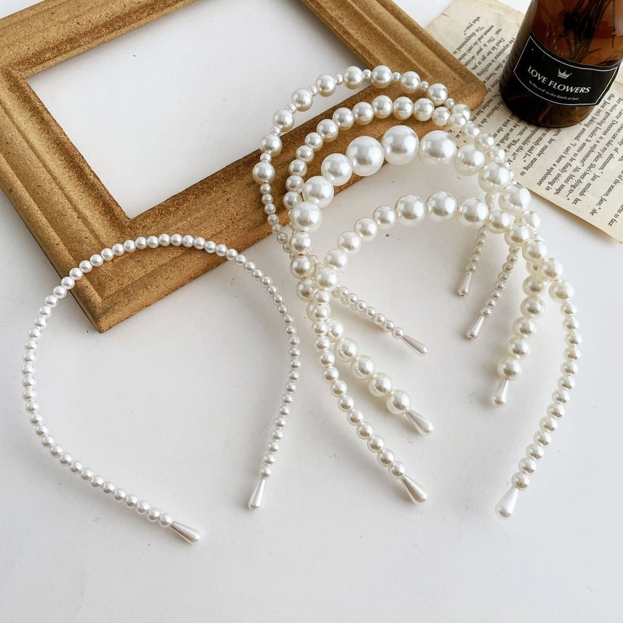 women's vintage style geometric artificial pearl hair band