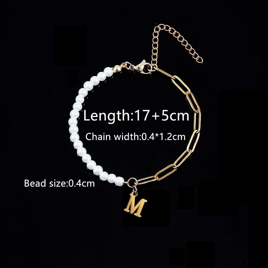 Elegant Simple Style Classic Style Letter 201 Stainless Steel 304 Stainless Steel Imitation Pearl Bracelets In Bulk