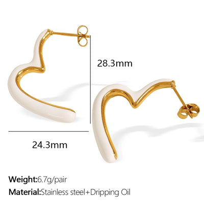 1 Pair IG Style Geometric Polishing Enamel Plating 304 Stainless Steel 18K Gold Plated Ear Studs