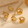 Jewelry IG Style Geometric 304 Stainless Steel 18K Gold Plated Polishing Plating Open Rings