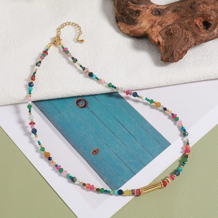 Vacation Tropical Round 304 Stainless Steel natural stone Freshwater Pearl Beaded Chain Necklace In Bulk