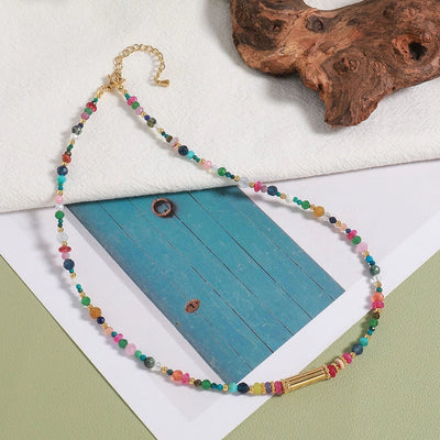 Vacation Tropical Round 304 Stainless Steel natural stone Freshwater Pearl Beaded Chain Necklace In Bulk