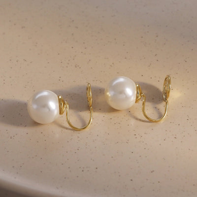 Korean Blogger feve_r  Light Luxury Pearl Painless Ear Holes Women's Mosquito Coil Ear Clip Classic  Earrings