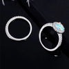 1 Set Opal with Zircon Couple Ring Two-Piece Set, Copper Plated Real Gold