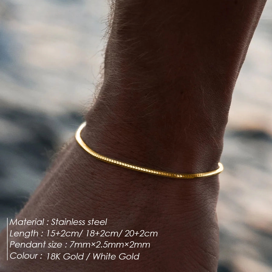 IG Style Cool Style Korean Style Solid Color 304 Stainless Steel 18K Gold Plated White Gold Plated Bracelets In Bulk