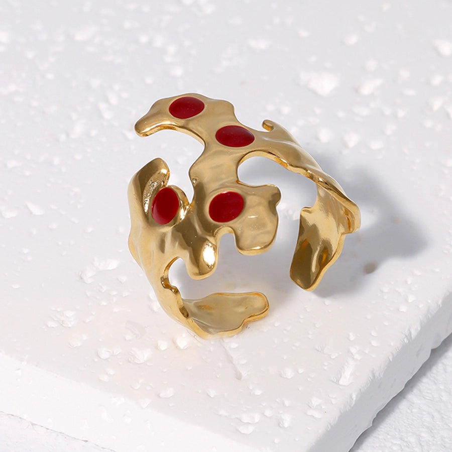 Jewelry Glam Retro French Style Irregular 304 Stainless Steel 18K Gold Plated Enamel Stainless Steel Rings
