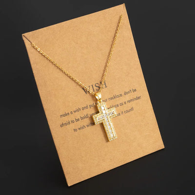 Stainless Steel 18K Gold Plated Simple Style Plating Inlay Cross Zircon