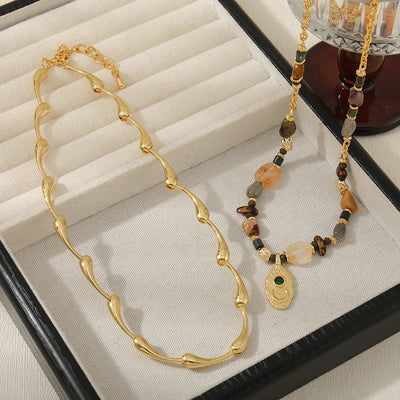 Casual Cute Commute Irregular natural stone Copper  Necklace In Bulk