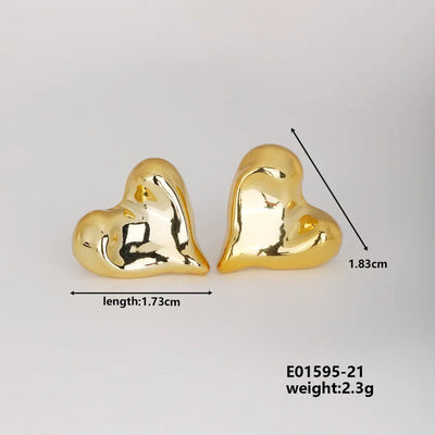 1 Pair Basic Classic Style Geometric Star Heart Shape Irregular CCB K Gold Plated Stud Earrings