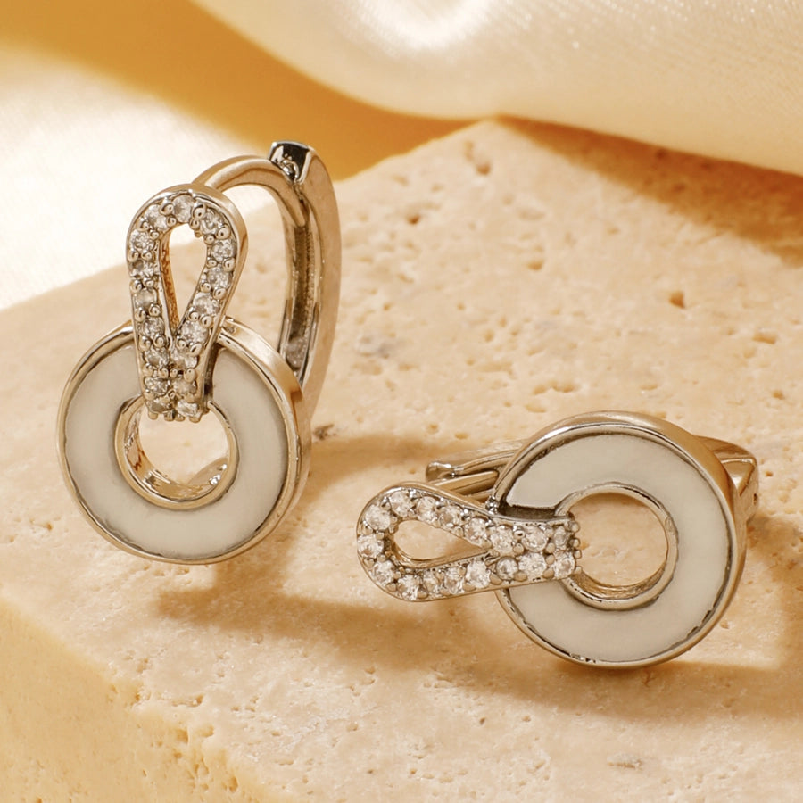 1 Pair Elegant Basic Geometric Inlay Copper Zircon K Gold Plated Rhodium Plated Ear clip