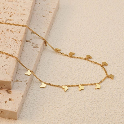 Jewelry Basic Simple Style Artistic Leaf Square Butterfly 304 Stainless Steel 18K Gold Plated Plating Necklace