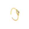 Copper Inlay Geometric Solid Color Zircon Open Rings
