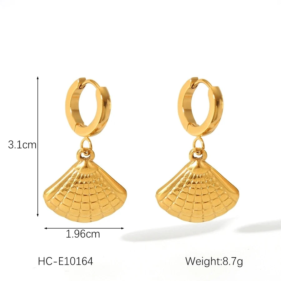 1 Pair IG Style French Style Starfish Crab Shell 304 Stainless Steel Titanium Steel 18K Gold Plated Drop Earrings Ear Studs