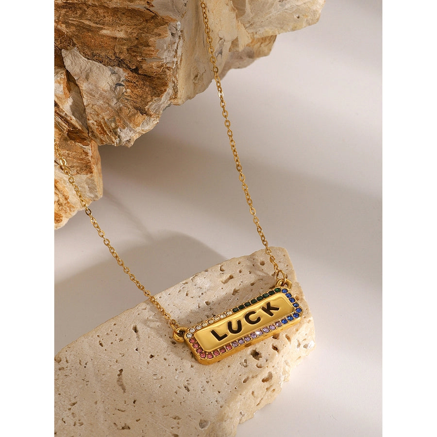 Jewelry Simple Style Classic Style Letter 304 Stainless Steel Zircon Inlay Necklace