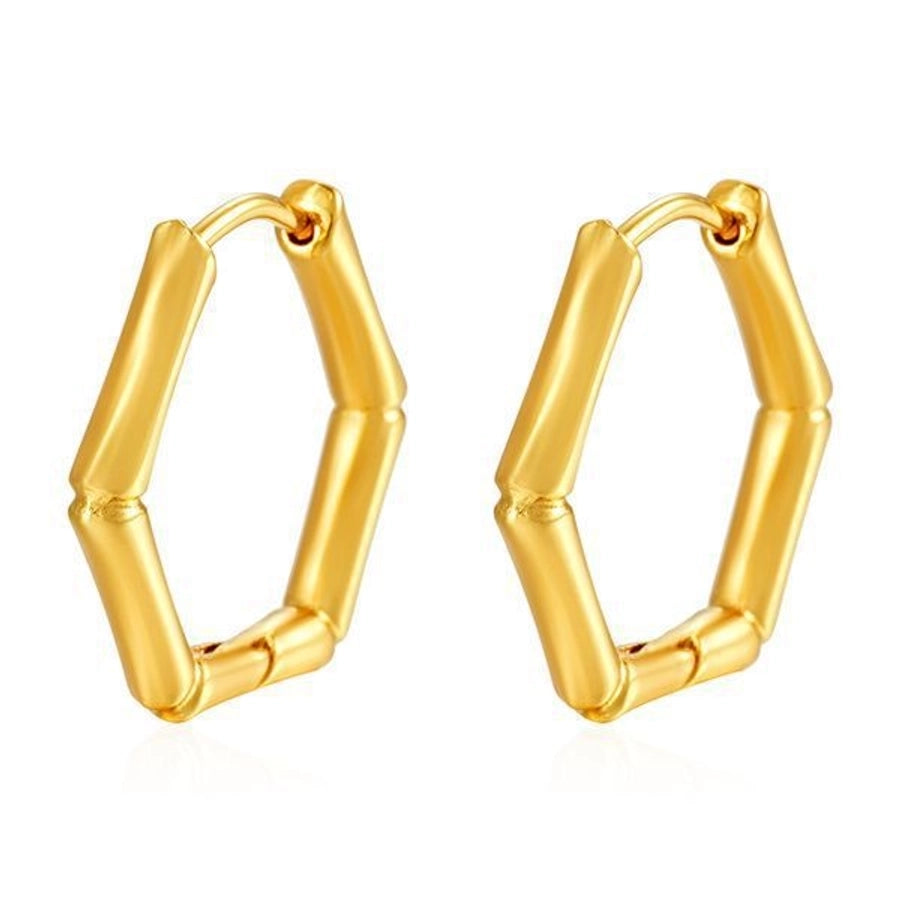 1 Pair Simple Style Geometric Solid Color Plating 304 Stainless Steel 18K Gold Plated Earrings