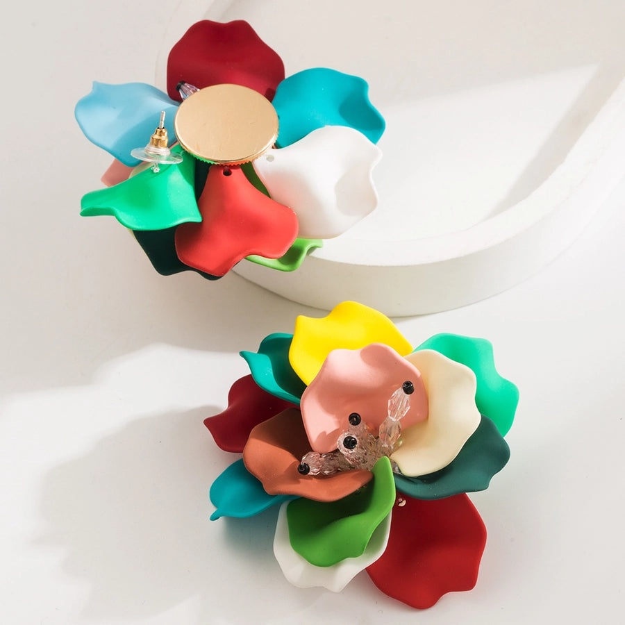 1 Pair Princess Vacation Sweet Flower Inlay Arylic Alloy Acrylic 14K Gold Plated Ear Studs