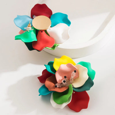 1 Pair Princess Vacation Sweet Flower Inlay Arylic Alloy Acrylic 14K Gold Plated Ear Studs