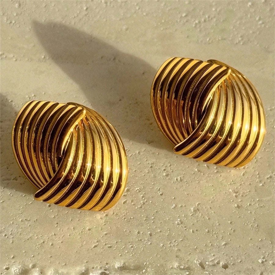 1 Pair Casual Artistic Sector 304 Stainless Steel Ear Studs