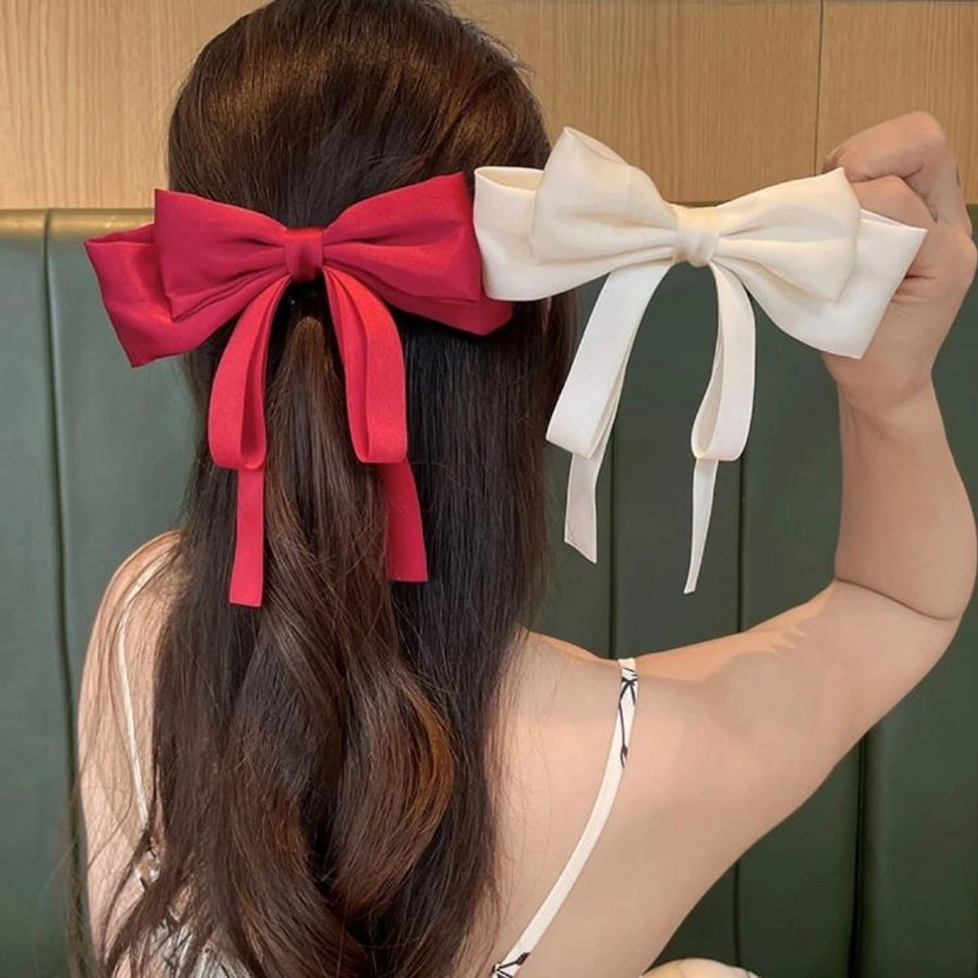 Big bow ribbon hairpin horizontal clip headdress temperament hair accessories high sense back head top clip spring clip