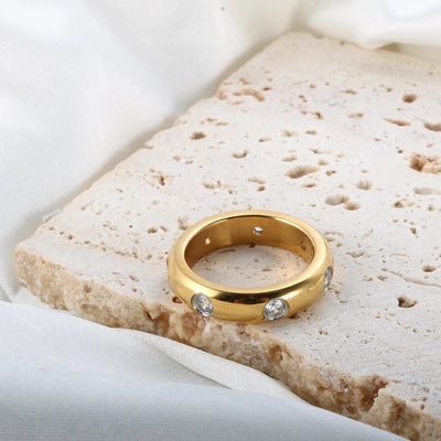 Jewelry Simple Style Geometric 304 Stainless Steel Zircon Plating Rings