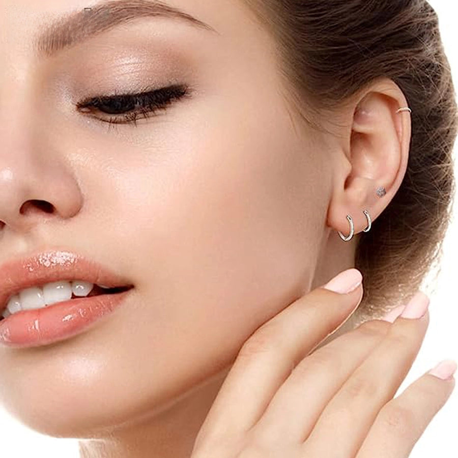 earrings titanium steel earrings thick thin coil boys and girls  circle stainless steel earrings