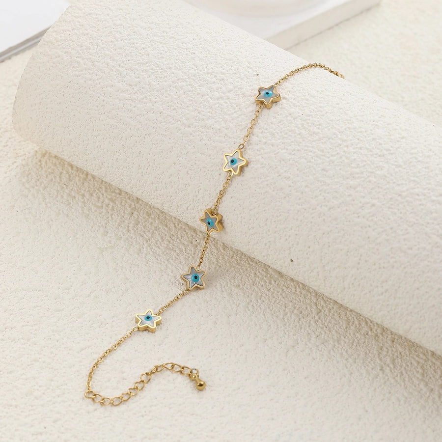 Casual Classic Style Pentagram Devil's Eye 304 Stainless Steel 18K Gold Plated Bracelets In Bulk