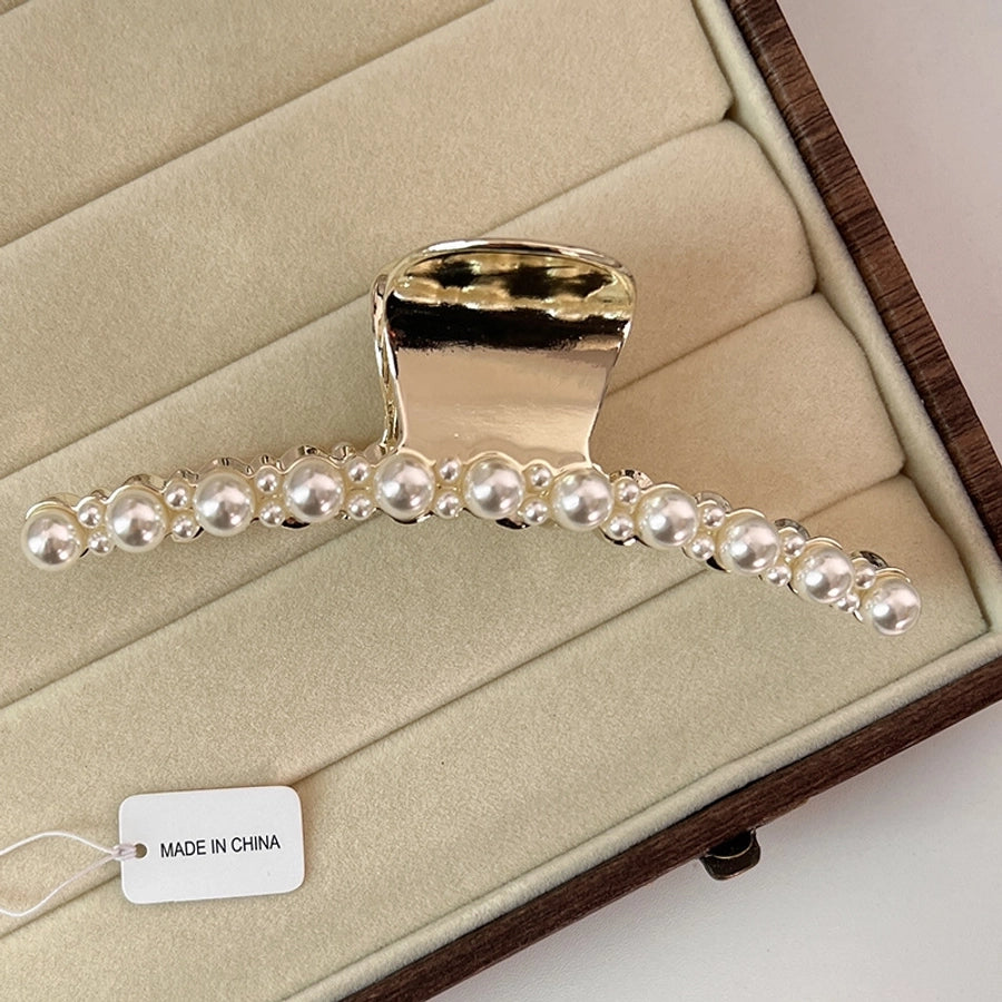 elegant geometric alloy inlay artificial pearls hair claws