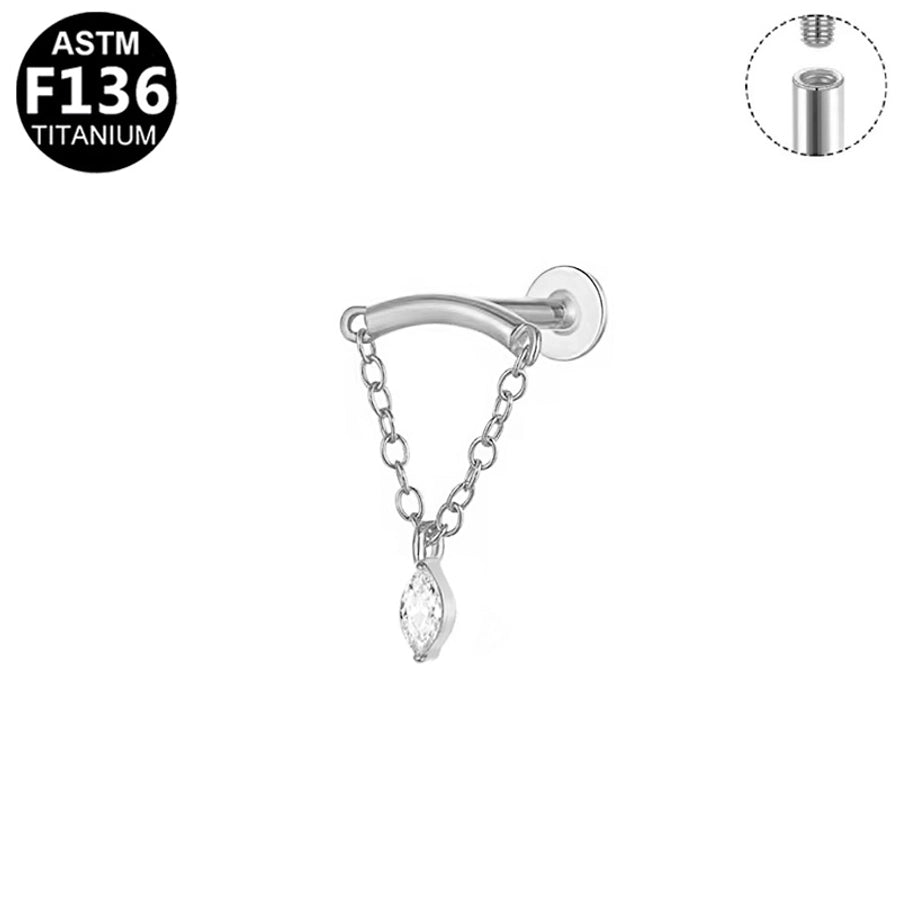 1 Piece Lip Rings Elegant Simple Style Artistic Geometric Pure Titanium Titanium Alloy Zircon 14K Gold Plated Silver Plated Lip Rings Ear Cartilage Rings & Studs