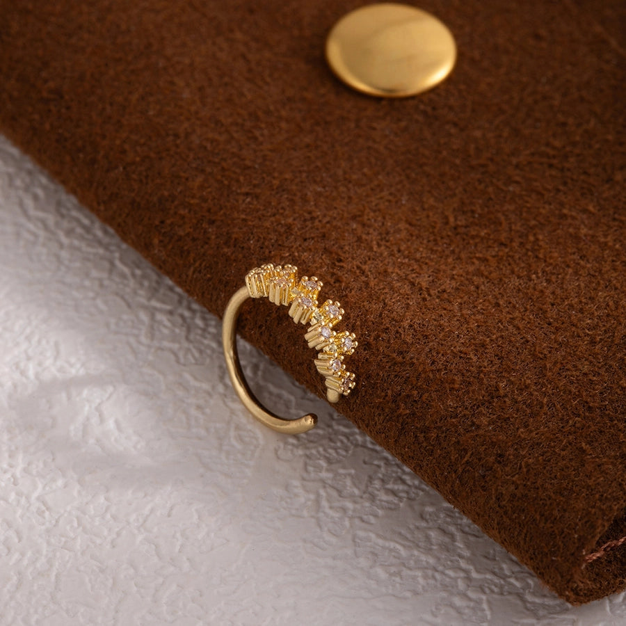 1 Piece Nose Rings & Studs Simple Style Geometric Heart Shape Alloy Plating Inlay Rhinestones Nose Rings & Studs