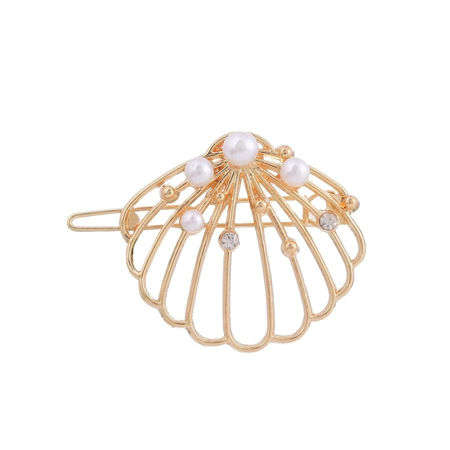 simple style starfish conch shell imitation pearl alloy plating inlay rhinestones hair clip