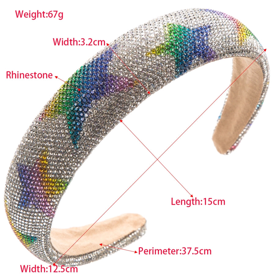 Women's Elegant Glam Pentagram Cloth Sponge Inlay Rhinestones Hair Band