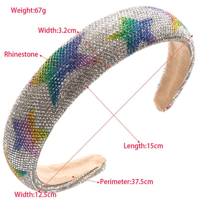 Women's Elegant Glam Pentagram Cloth Sponge Inlay Rhinestones Hair Band