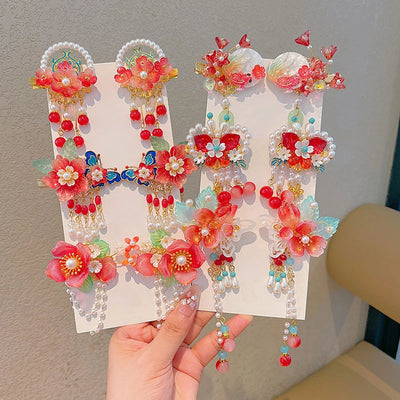 Kid'S Ethnic Style Flower Butterfly Arylic Resin Sequins Plating Artificial Pearls Hair Clip