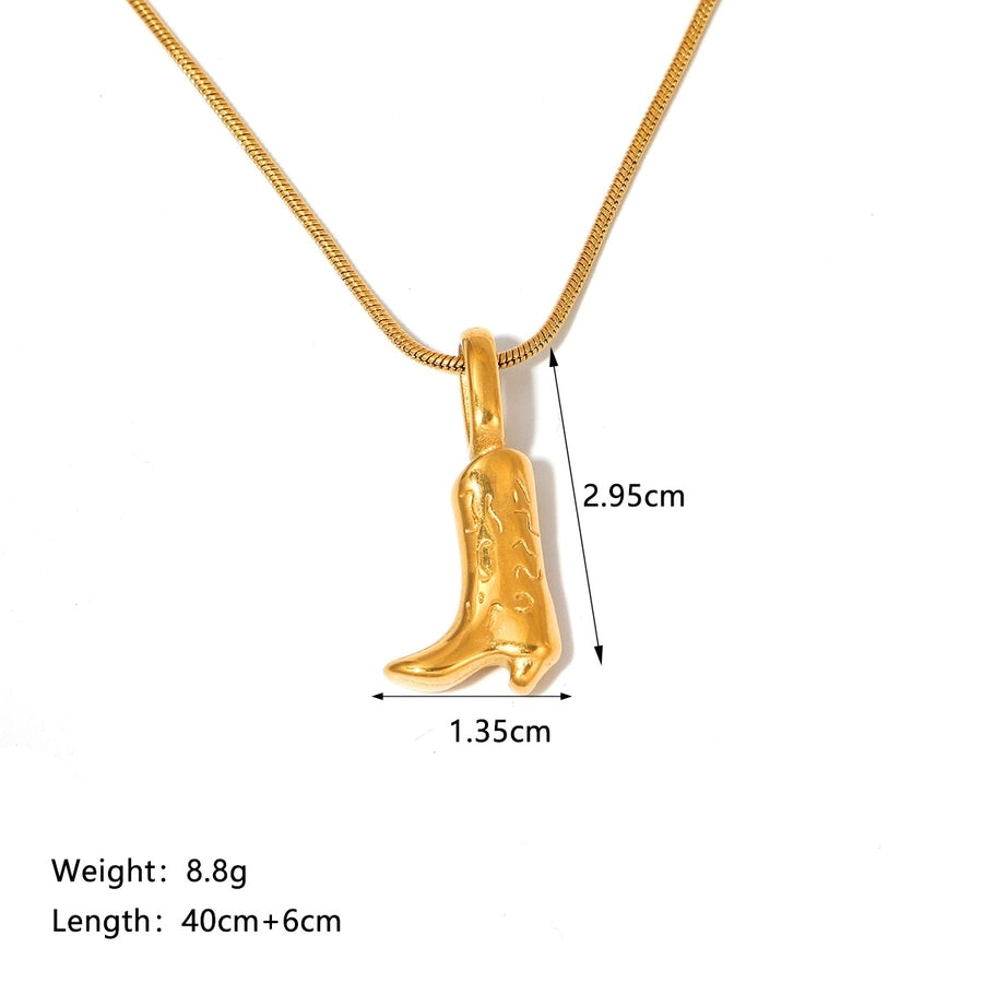 Jewelry Retro Boots 304 Stainless Steel 18K Gold Plated Plating Pendant Necklace