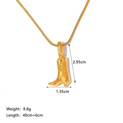 Jewelry Retro Boots 304 Stainless Steel 18K Gold Plated Plating Pendant Necklace