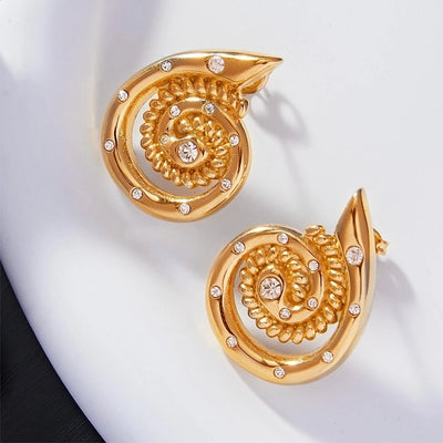 1 Pair Casual Elegant Modern Style Spiral Plating Inlay Titanium Steel 18K Gold Plated Ear Studs