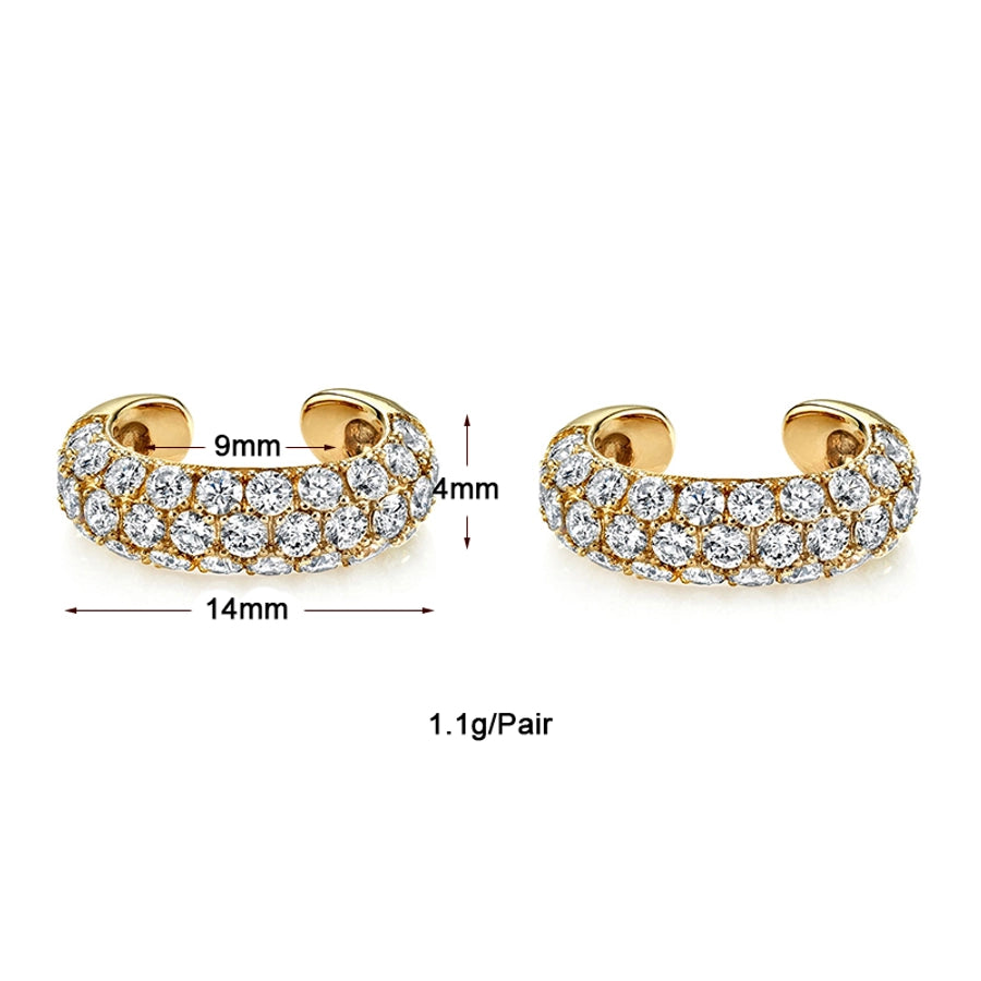 1 Pair IG Style French Style Geometric Copper Zircon 24K Gold Plated Hoop Earrings Ear Cuffs
