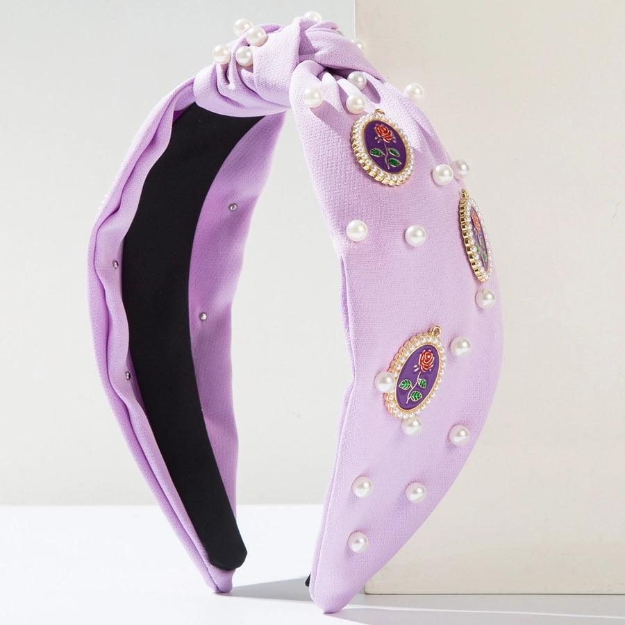 Women's Casual Vacation Classic Style Rose Alloy Cloth Inlay Artificial Pearls Hair Band