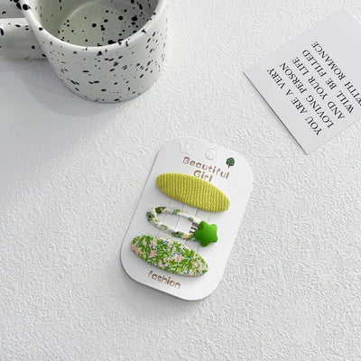 Korean Style Fabric Plaid Baby Girl's Baby Clip Girl's Sweet Suit Side Bangs Clip Children's Star Floral Hair Clip