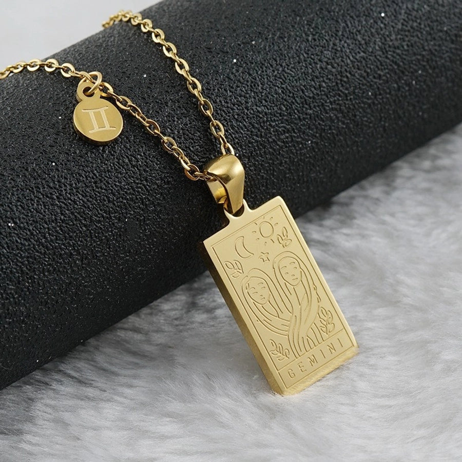 Casual Simple Style Constellation 18K Gold Plated 304 Stainless Steel  Pendant Necklace