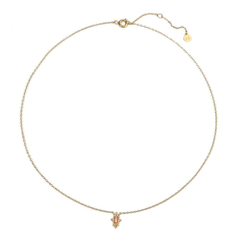 Jewelry Retro French Style Simple Style Geometric Titanium Steel Natural Stone 14K Gold Plated Plating Pendant Necklace