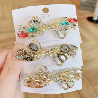 sweet bow knot artificial crystal hair clip