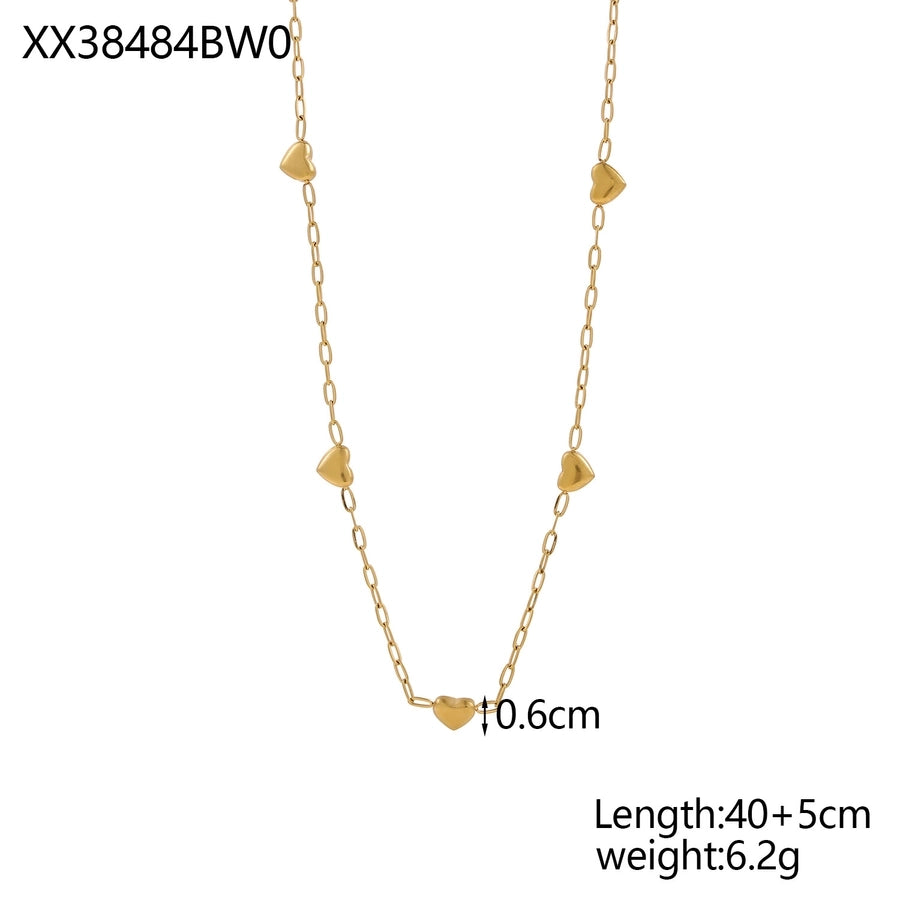 Jewelry Casual Elegant Cross Heart Shape 304 Stainless Steel Shell 18K Gold Plated Pendant Necklace