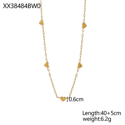 Jewelry Casual Elegant Cross Heart Shape 304 Stainless Steel Shell 18K Gold Plated Pendant Necklace