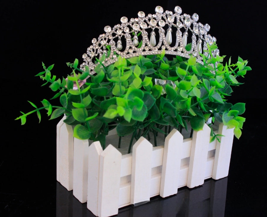 Baroque Queen  Large Crown Pearl Rhinestone Hair Accessories Bride Crown European Style Wedding Princess Crown Headwear