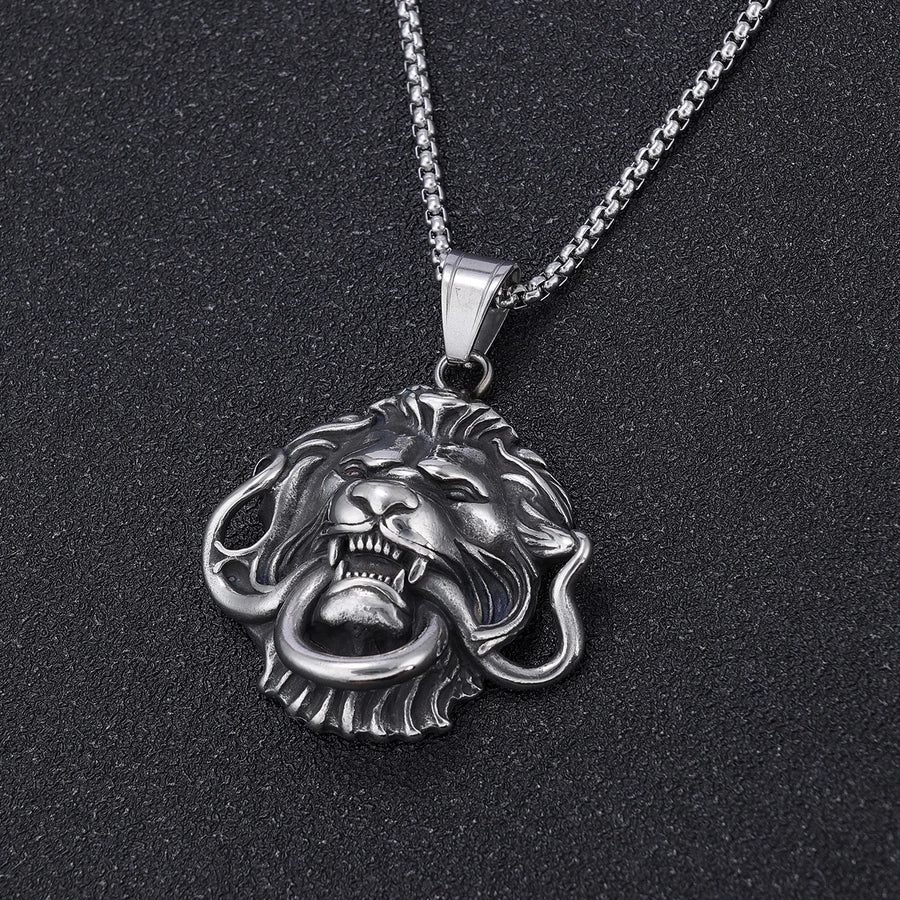 Jewelry Retro Lion 304 Stainless Steel Pendant Necklace
