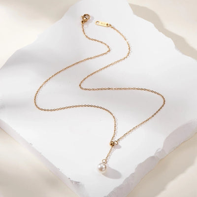 Jewelry Vintage Style Simple Style Classic Style Round 304 Stainless Steel Pearl Gold Plated Inlay Pendant Necklace