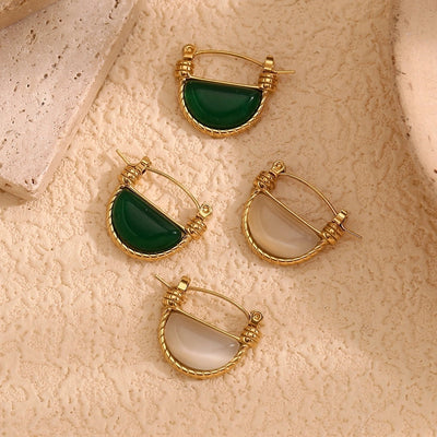 1 Pair Simple Style Geometric Inlay 304 Stainless Steel Agate Earrings