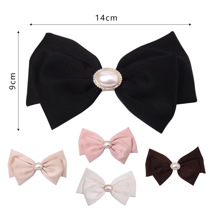 Women's Simple Style Classic Style Bow Knot Cloth Inlay Pearl Hair Clip