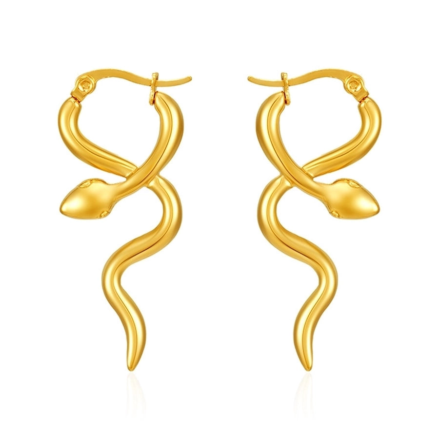 1 Pair IG Style Snake 304 Stainless Steel Earrings